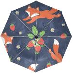 Parapluies pliants gris en polyester à motif renards Taille M look fashion 