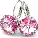 Boucles d'oreilles rose bonbon en cristal en argent fait main pour femme 