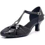 Chaussures de tango de mariage noires en cuir synthétique à paillettes à bouts ronds Pointure 35 look fashion pour femme en promo 