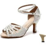Chaussures de tango blanches en daim à strass Pointure 38 avec un talon entre 5 et 7cm look fashion pour femme 