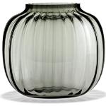 Holmegaard Vase Ovale H17.5 Primula Motif Optique en Verre soufflé, Gris