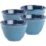 Rosenstein & Söhne 4 Tasses à thé Style Arare Japonais en Fonte teinté Bleu émaillé à l'intérieur