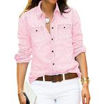 Chemises en jean roses à manches longues Taille L look fashion pour femme 