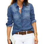 Chemises en jean bleues à manches longues Taille XL look fashion pour femme 