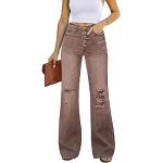 Jeans larges marron stretch Taille S look fashion pour femme 