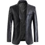 Vestes en cuir d'automne noires en cuir synthétique imperméables Taille XL look casual pour homme en promo 