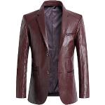 Vestes en cuir d'automne rouge bordeaux en cuir synthétique imperméables Taille L look casual pour homme en promo 
