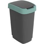 Rotho Twist Poubelle à déchets avec couvercle pour recyclage des déchets, sans BPA (25 l, noir/vert foncé)