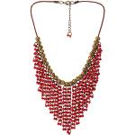 Pendentifs perle de soirée Coolsteelandbeyond rouges en laiton à perles look fashion pour femme 
