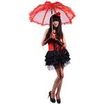 Parapluies pliants Black Sugar rouges à fleurs en dentelle à motif fleurs Taille M look gothique 