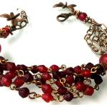 Bracelets de perles rouges en verre à perles à motif papillons fait main style bohème 