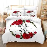 Linge de lit rouge à fleurs à motif fleurs romantique 