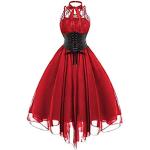 Robes moulantes de mariée rouges en dentelle à capuche à manches longues Taille 5 XL plus size steampunk pour femme 
