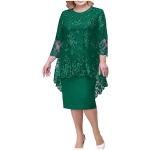 Robes de soirée longues vertes à fleurs en dentelle au genou Taille XXL plus size look fashion pour femme en promo 