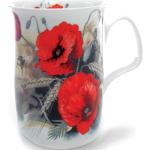 Mugs en porcelaine rouges en porcelaine à motif fleurs 