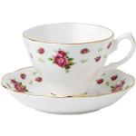 Royal Albert Modern Vintage NCRWTW26135 Ensemble de 2 tasses à thé et soucoupes en porcelaine anglaise Blanc