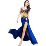 Tenues de danse orientale bleus foncé à strass respirantes lavable à la main Taille 5 XL plus size look fashion pour femme 