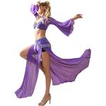 Tenues de danse orientale violettes à volants look fashion pour femme 