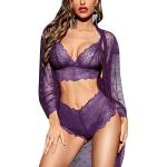 Ensembles sous-vêtements violets en dentelle Taille XXL look sexy pour femme 