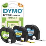 DYMO LetraTag Étiquettes Starter Set | 12 mm x 4 m (3 cassettes) | impression noir sur jaune/argent/blanc, papier/plastique/métal | Étiquettes autocollantes pour étiqueteuse DYMO LetraTag