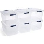 Rubbermaid Cleverstore Lot de 6 boîtes de rangement empilables en plastique avec couvercles transparents à verrouillage durable 30 QT