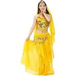 Danses orientales jaunes en mousseline à paillettes Tailles uniques look fashion pour femme 
