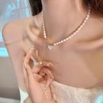 Ras-de-cou gris en métal à perles look asiatique pour femme 