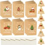 RuiChy Lot de 18 Petit Carte de Noël avec Enveloppes et Autocollants, 6 Style Papier Kraft Merry Christmas Cartes de Voeux de Vacances avec Arbre de Noël Sticker pour Enfants (4 x 2,75 Pouces)