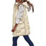 Vestes de ski d'automne marron en cuir synthétique à motif moutons imperméables coupe-vents à capuche sans manches Taille XL plus size look casual pour femme 