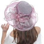 Chapeaux de mariage d'automne violets en organza 58 cm Taille 3 XL look fashion pour femme 