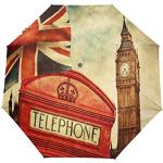 RXYY London Big Ben Union Jack parapluie à fermeture automatique pour femmes, hommes, garçons, filles, coupe-vent, compact de voyage léger