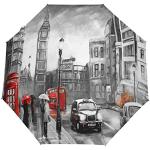 RXYY Londres Big Ben Stree Parapluie de voiture pliable à ouverture automatique pour femmes, hommes, garçons, filles, coupe-vent, compact de voyage léger