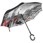 RXYY Parapluie pliable double couche coupe-vent inversé London Big Ben Stree pour voiture imperméable et protection contre la pluie, voyage en plein air Hommes femmes