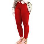 Jeans slim rouges en lycra Taille XL plus size look casual pour femme 
