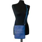 Sacs à main bleus en cuir synthétique en cuir synthétique vegan avec poches extérieures pour femme 