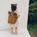 Sacs à dos marron en peluche à motif ours éco-responsable pour enfant 
