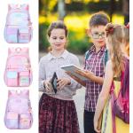 Sacs à dos scolaires roses en fibre synthétique avec bretelles matelassées pour enfant 