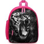 Sacs à dos scolaires roses à motif tigres avec poches extérieures look fashion pour enfant 