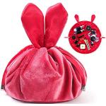 Trousses de toilette rouges en velours à motif lapins look fashion pour enfant en promo 