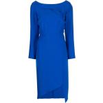 Robes de soirée longues bleues à motif bateaux à manches longues à col en V pour femme en promo 
