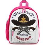 Sacs à dos scolaires roses avec poches extérieures western pour enfant 
