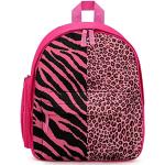 Sacs à dos scolaires roses à effet léopard à motif tigres avec poches extérieures look fashion pour enfant 