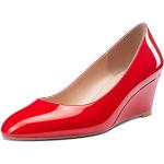 Escarpins vernis rouges en caoutchouc à bouts ronds Pointure 39 look fashion pour femme 