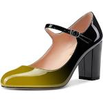 Escarpins vernis jaunes en caoutchouc à bouts ronds Pointure 37 avec un talon entre 7 et 9cm classiques pour femme 