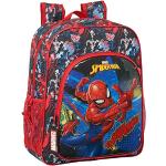 Sacs à dos scolaires rouges Spiderman avec porte bouteille look fashion pour garçon 