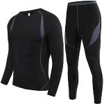 SAGUARO Ensemble de sous-Vêtements Thermiques Homme Base Layer sous-Vêtements Ski pour L'entraînement Randonnée Nouveau Noir XL