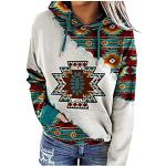 Saingace Femmes Sweatshirt à Capuche imprimé Ethnique Vintage Casual imprimé Aztec Pull #0808