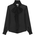 Chemises de créateur Saint Laurent Paris noires en soie bio à manches longues Taille XS pour femme 