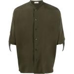 Chemises de créateur Saint Laurent Paris vert sapin en soie bio pour homme 
