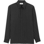 Chemises de créateur Saint Laurent Paris noires à pois en soie à manches longues classiques pour homme 